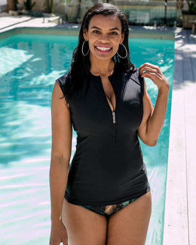    ellenny-swim-women-rash-top-cap-sleeve-black-pool